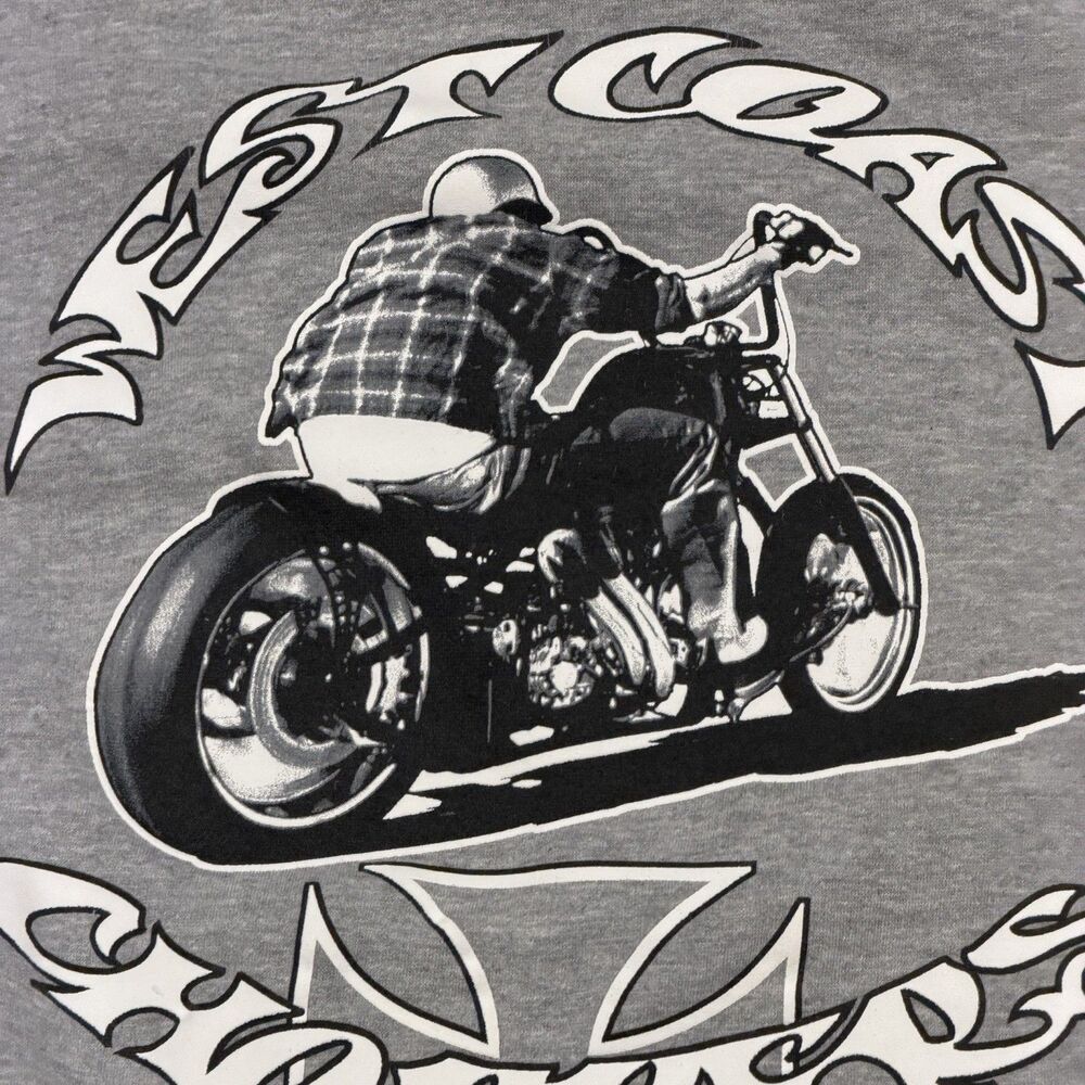 VTG Jesse James West Coast Choppers Hoodie Sweatshirt Graphic Gray Biker Mens L
